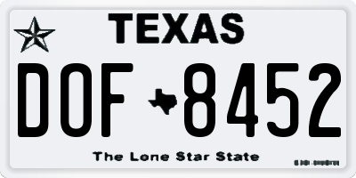 TX license plate DOF8452
