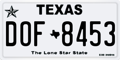 TX license plate DOF8453