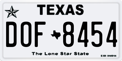 TX license plate DOF8454
