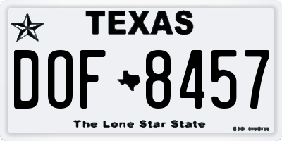 TX license plate DOF8457