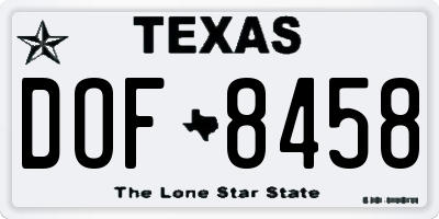 TX license plate DOF8458