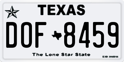 TX license plate DOF8459