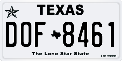 TX license plate DOF8461