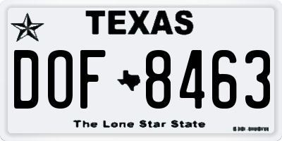 TX license plate DOF8463
