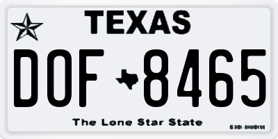 TX license plate DOF8465