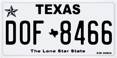 TX license plate DOF8466