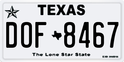 TX license plate DOF8467