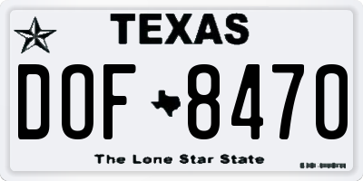 TX license plate DOF8470