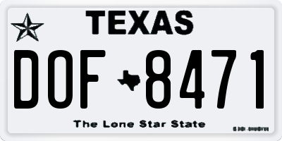 TX license plate DOF8471