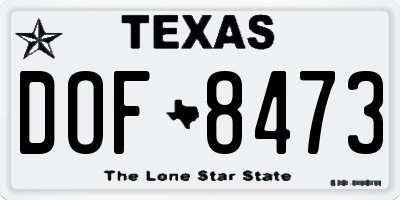 TX license plate DOF8473