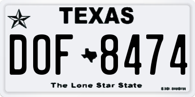 TX license plate DOF8474