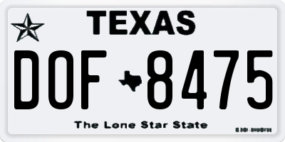 TX license plate DOF8475