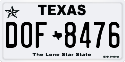 TX license plate DOF8476