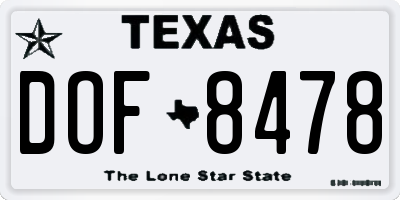 TX license plate DOF8478