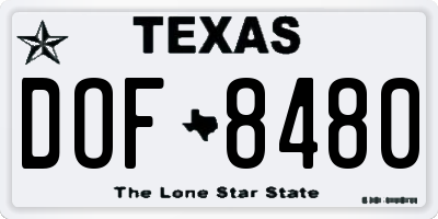 TX license plate DOF8480