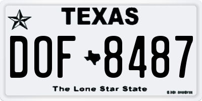 TX license plate DOF8487