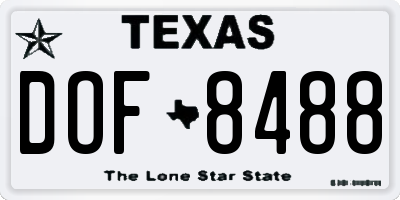 TX license plate DOF8488