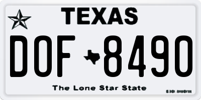TX license plate DOF8490