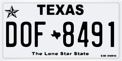 TX license plate DOF8491