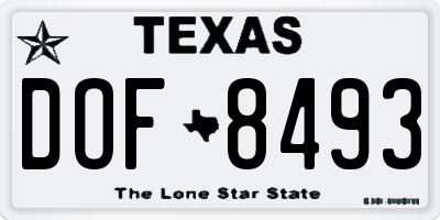 TX license plate DOF8493