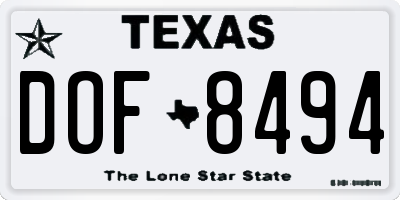 TX license plate DOF8494
