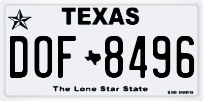 TX license plate DOF8496