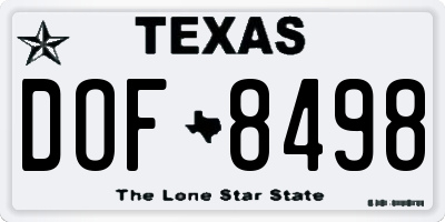 TX license plate DOF8498