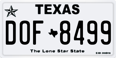 TX license plate DOF8499