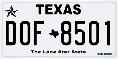 TX license plate DOF8501