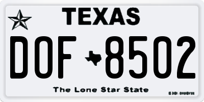 TX license plate DOF8502