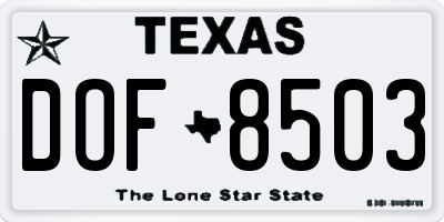 TX license plate DOF8503