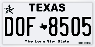 TX license plate DOF8505