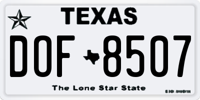 TX license plate DOF8507