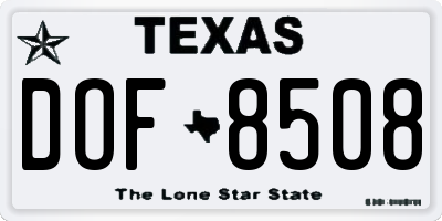 TX license plate DOF8508