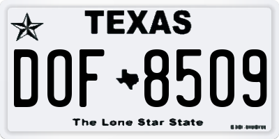 TX license plate DOF8509