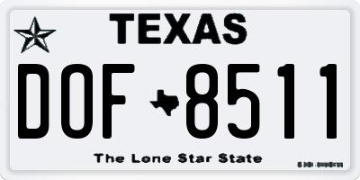 TX license plate DOF8511