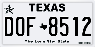 TX license plate DOF8512