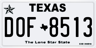 TX license plate DOF8513