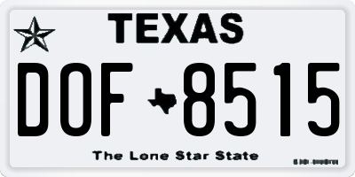 TX license plate DOF8515