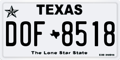 TX license plate DOF8518