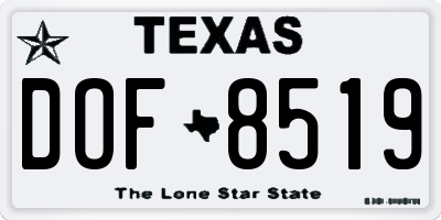 TX license plate DOF8519