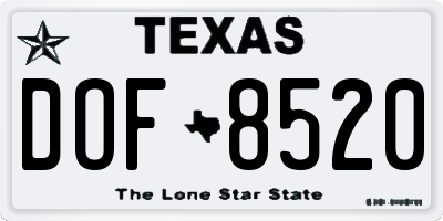 TX license plate DOF8520
