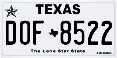 TX license plate DOF8522