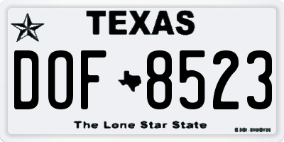 TX license plate DOF8523