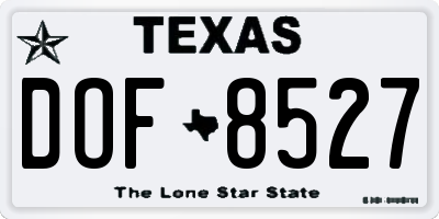 TX license plate DOF8527