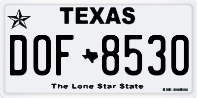 TX license plate DOF8530