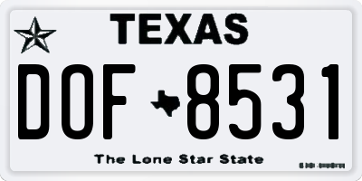 TX license plate DOF8531