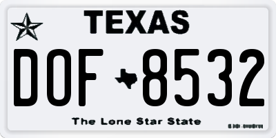 TX license plate DOF8532