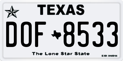 TX license plate DOF8533