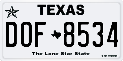 TX license plate DOF8534